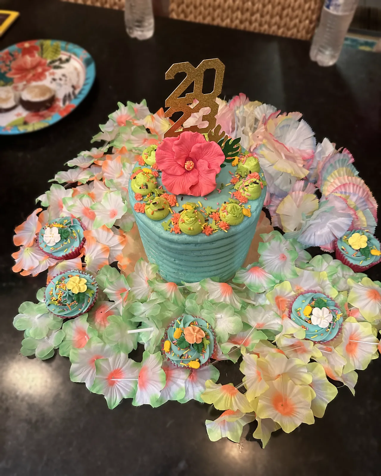 Custom cake with piped details