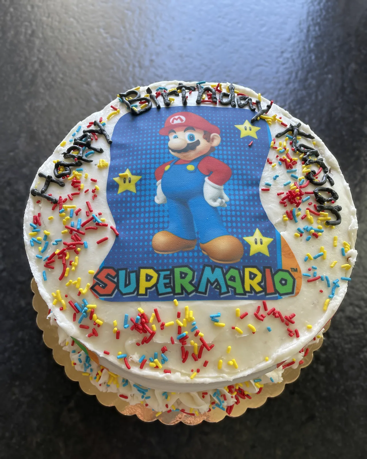 Mario themed birthday cake